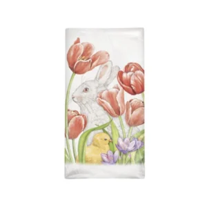 Mary Lake-Thompson Rabbit in Tulips Flour Sack Towel