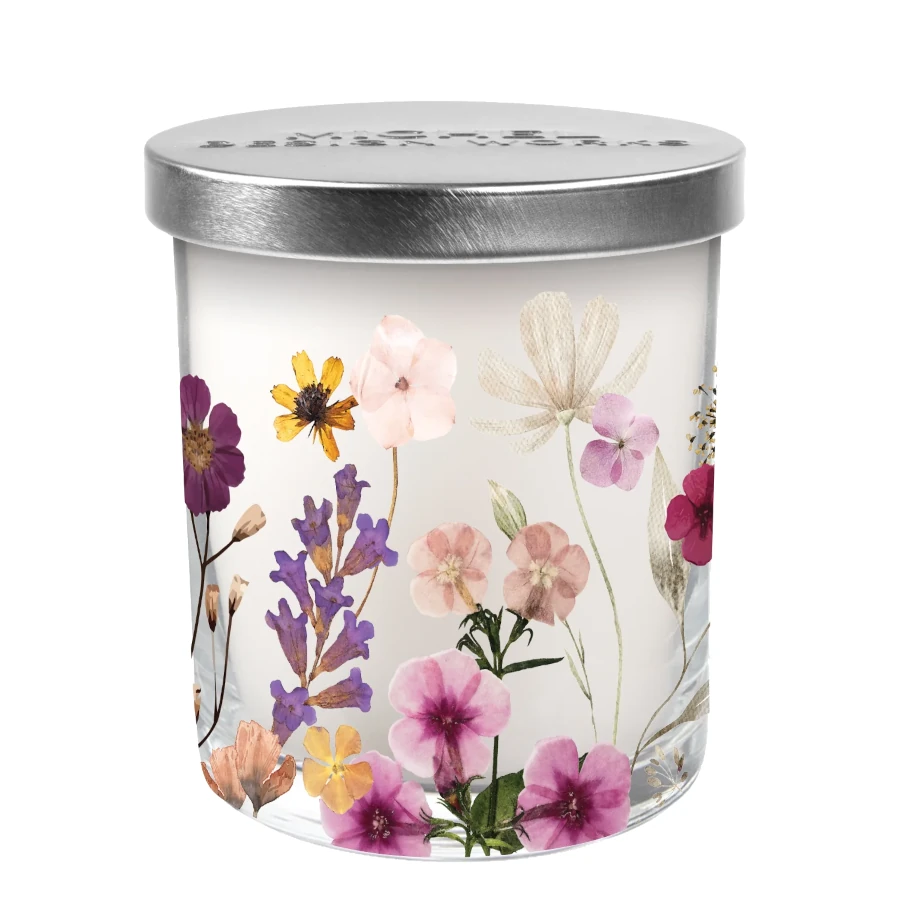 Michel Design Works Pressed Flowers Decorative Glass Candle