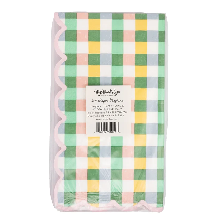 My Mind's Eye - Hopscotch Gingham Dinner Paper Napkin, Pack of 24