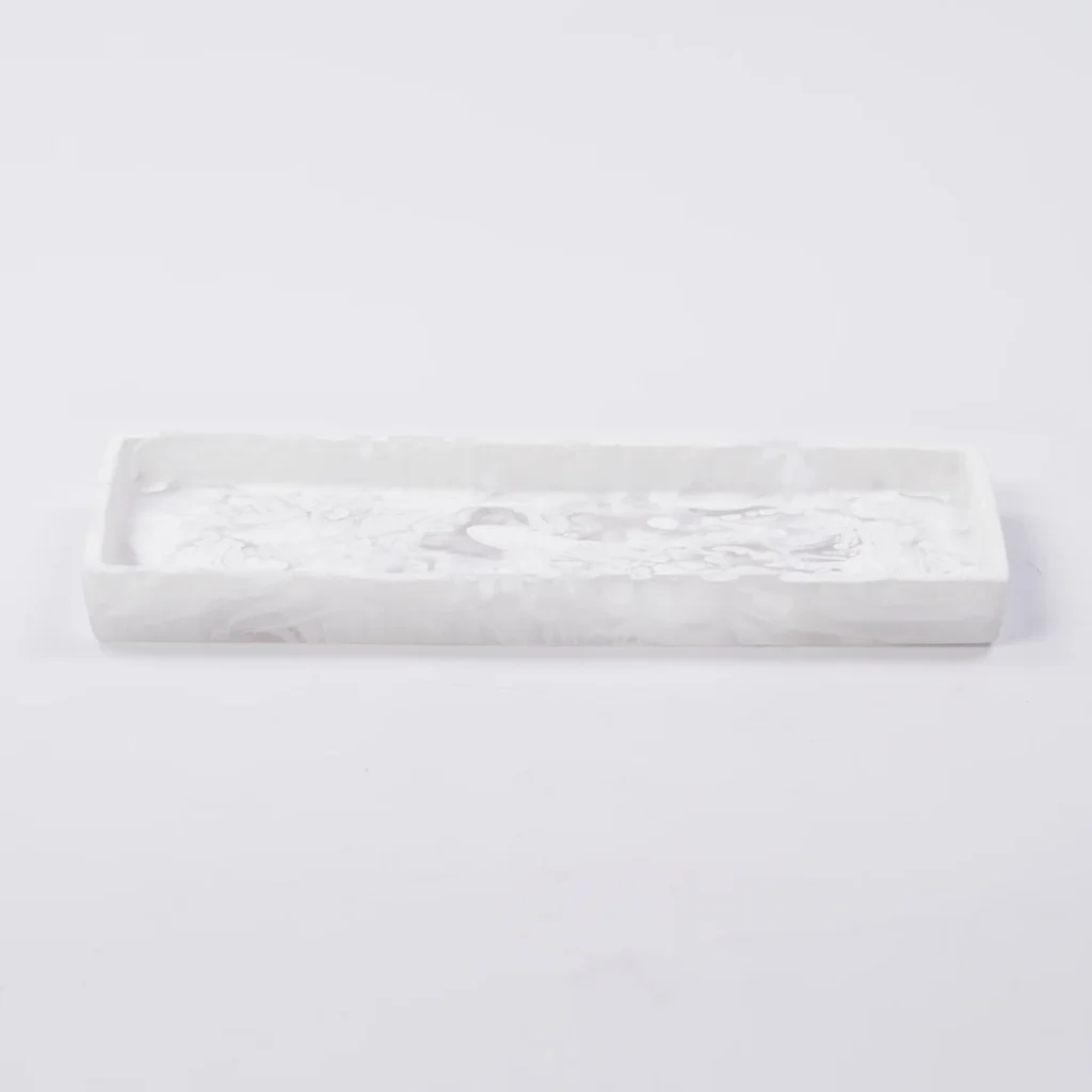 Nashi Bathroom Rectangle Tray - White Swirl