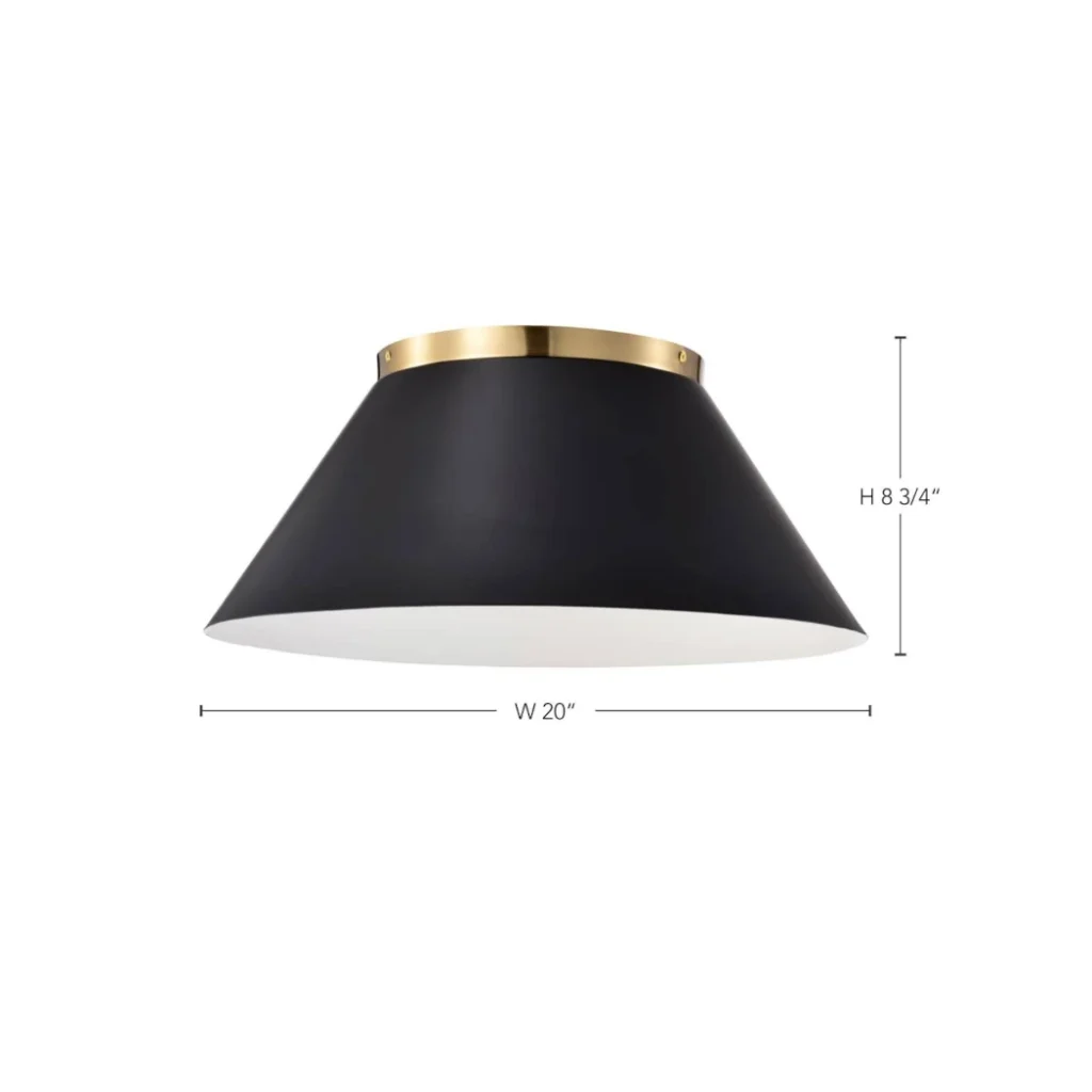Nuvo Dover 3 Light Large Flush Light - Black with Vintage Brass
