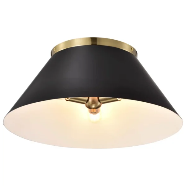 Nuvo Dover 3 Light Large Flush Light - Black with Vintage Brass