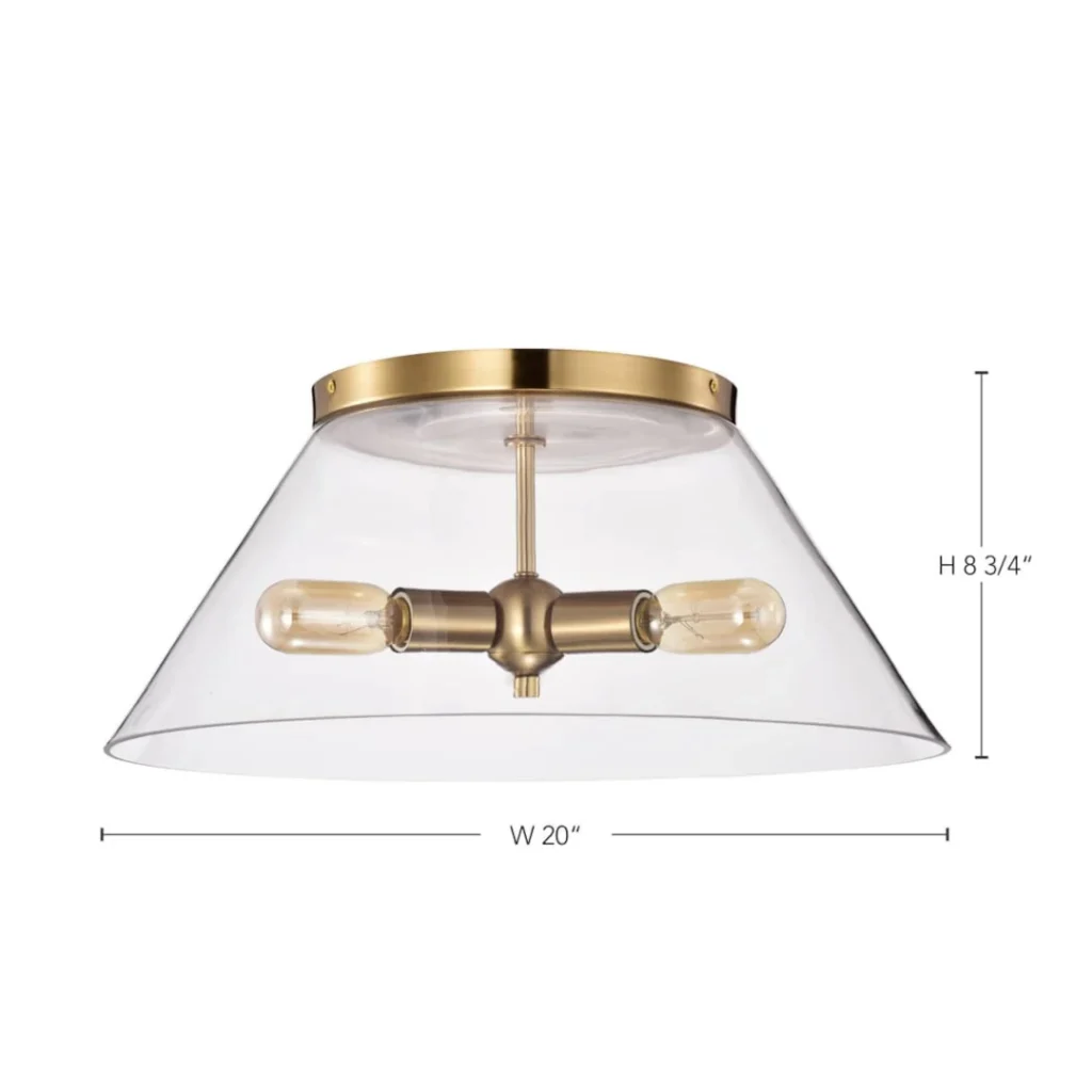 Nuvo Dover 3 Light Large Flush Light - Vintage Brass with Clear Glass