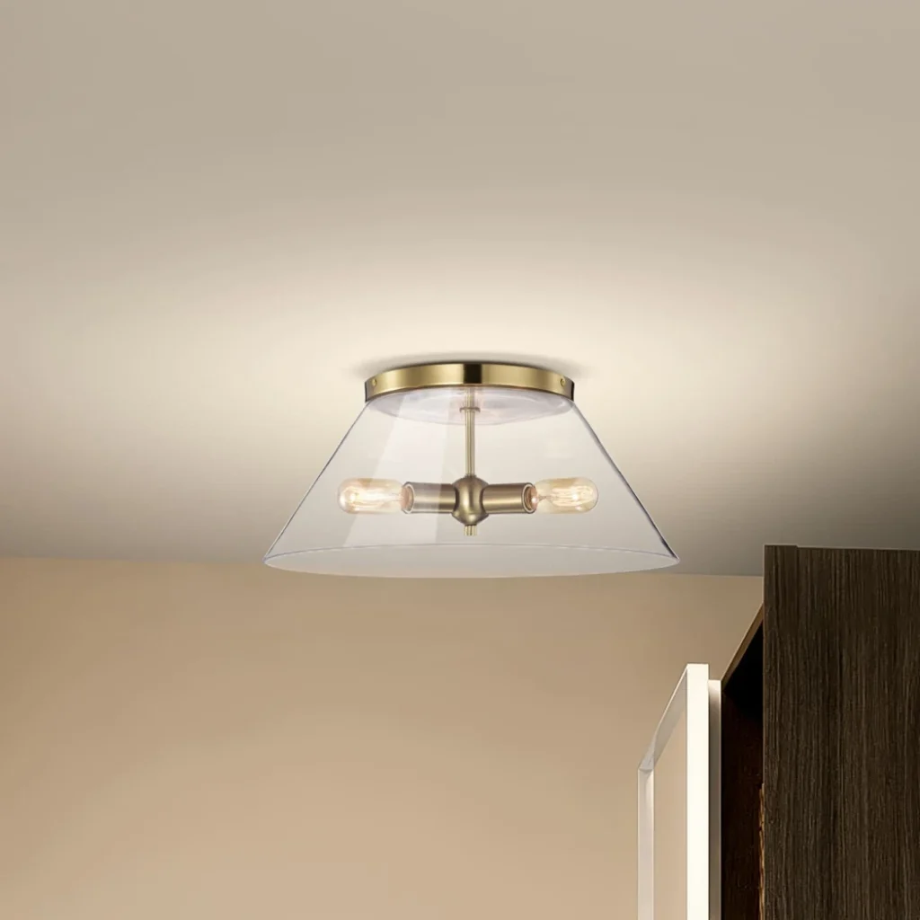 Nuvo Dover 3 Light Large Flush Light - Vintage Brass with Clear Glass