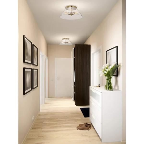 Nuvo Dover 3 Light Large Flush Light - Vintage Brass with Clear Glass