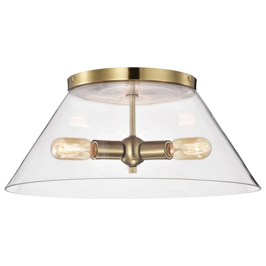 Nuvo Dover 3 Light Large Flush Light - Vintage Brass with Clear Glass Nuvo Dover 3 Light Large Flush Light - Vintage Brass with Clear Glass