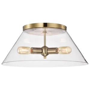Nuvo Dover 3 Light Large Flush Light - Vintage Brass with Clear Glass