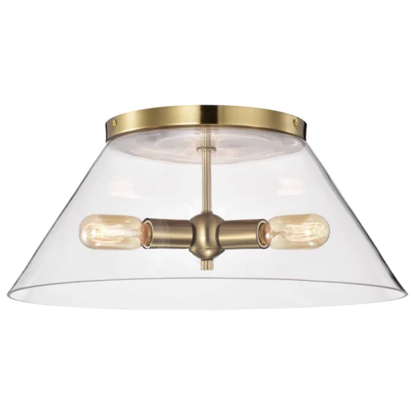 Nuvo Dover 3 Light Large Flush Light - Vintage Brass with Clear Glass