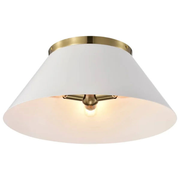 Nuvo Dover 3 Light Large Flush Light - White with Vintage Brass