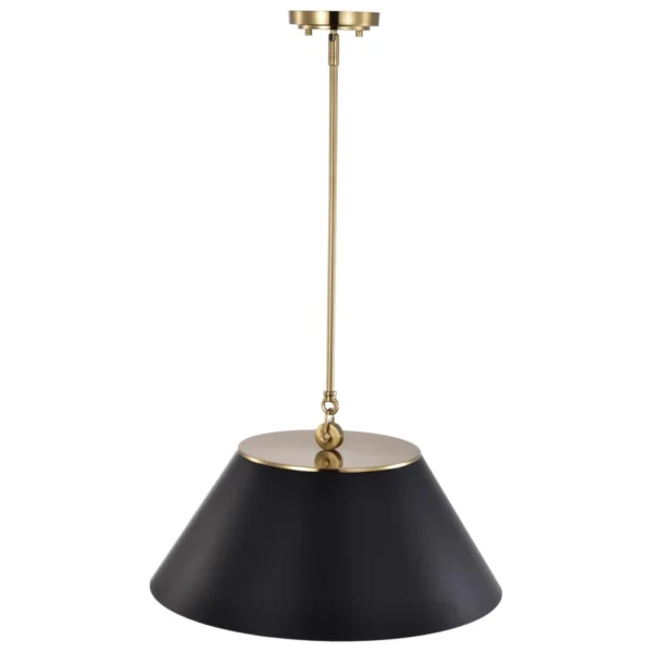 Nuvo Dover 3 Light Large Pendant - Black with Vintage Brass