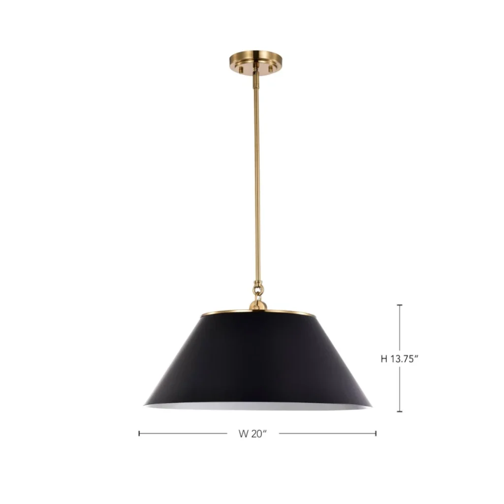 Nuvo Dover 3 Light Large Pendant - Black with Vintage Brass