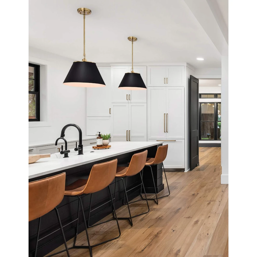 Nuvo Dover 3 Light Large Pendant - Black with Vintage Brass