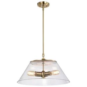 Nuvo Dover 3 Light Large Pendant Light - Vintage Brass with Clear Glass