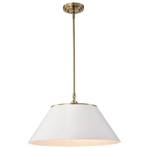 Nuvo Dover 3 Light Large Pendant Light - White with Vintage Brass