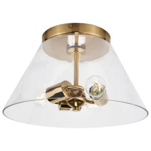 Nuvo Dover 3 Light Small Flush Light - Vintage Brass with Clear Glass