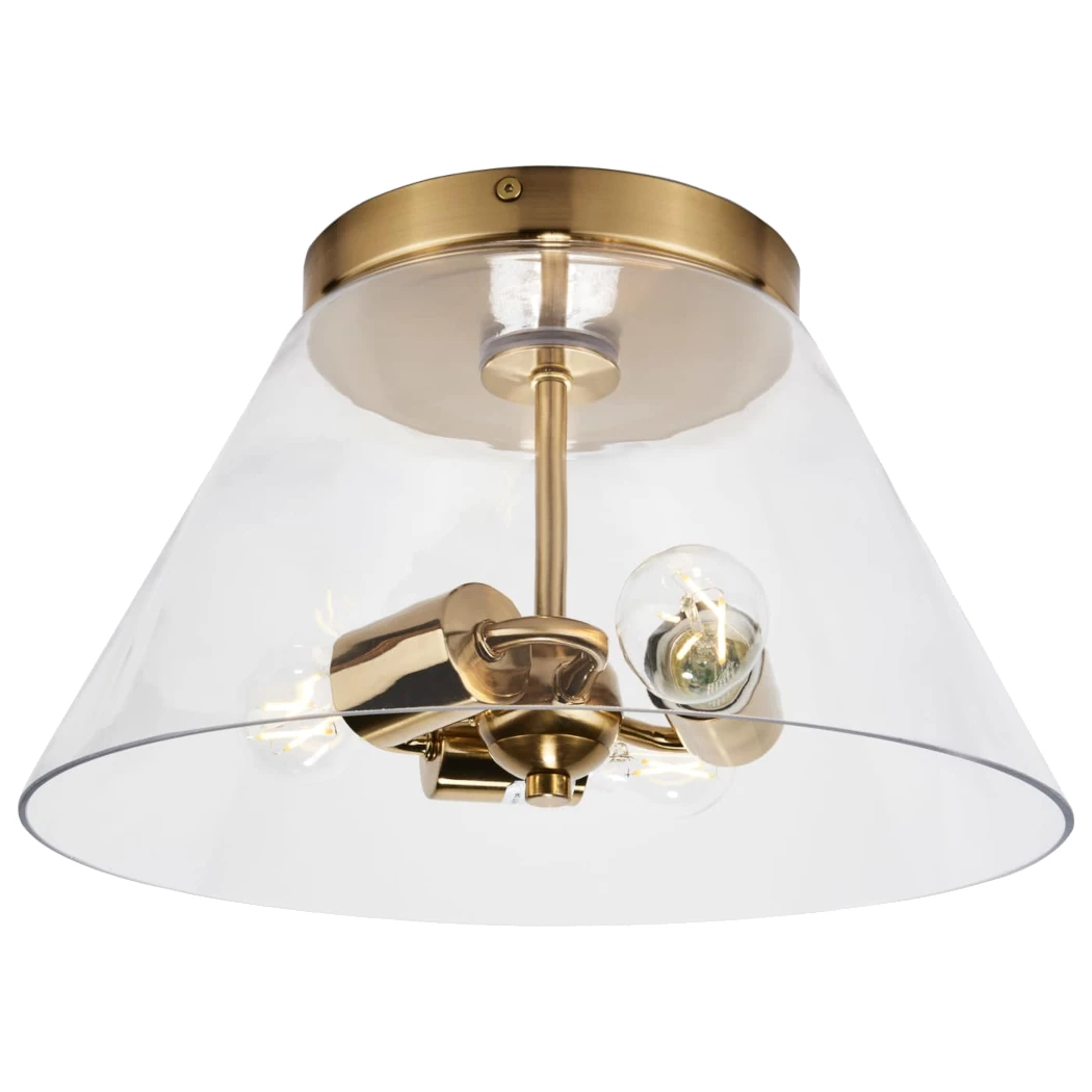 Nuvo Dover 3 Light Small Flush Light - Vintage Brass with Clear Glass