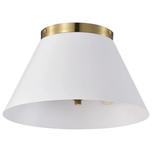 Nuvo Dover 3 Light Small Flush Light - White with Vintage Brass