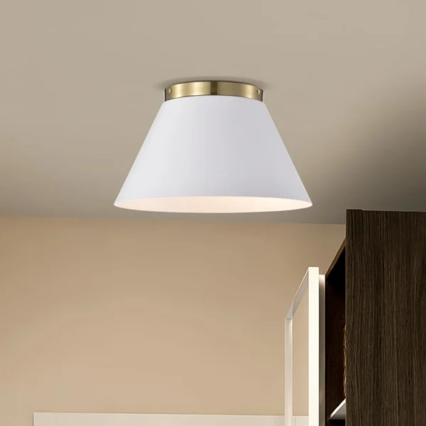 Nuvo Dover 3 Light Small Flush Light - White with Vintage Brass