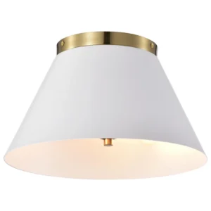 Nuvo Dover 3 Light Small Flush Light - White with Vintage Brass