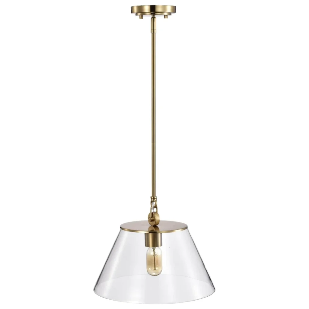 Nuvo Dover Medium Pendant Light - Vintage Brass with Clear Glass