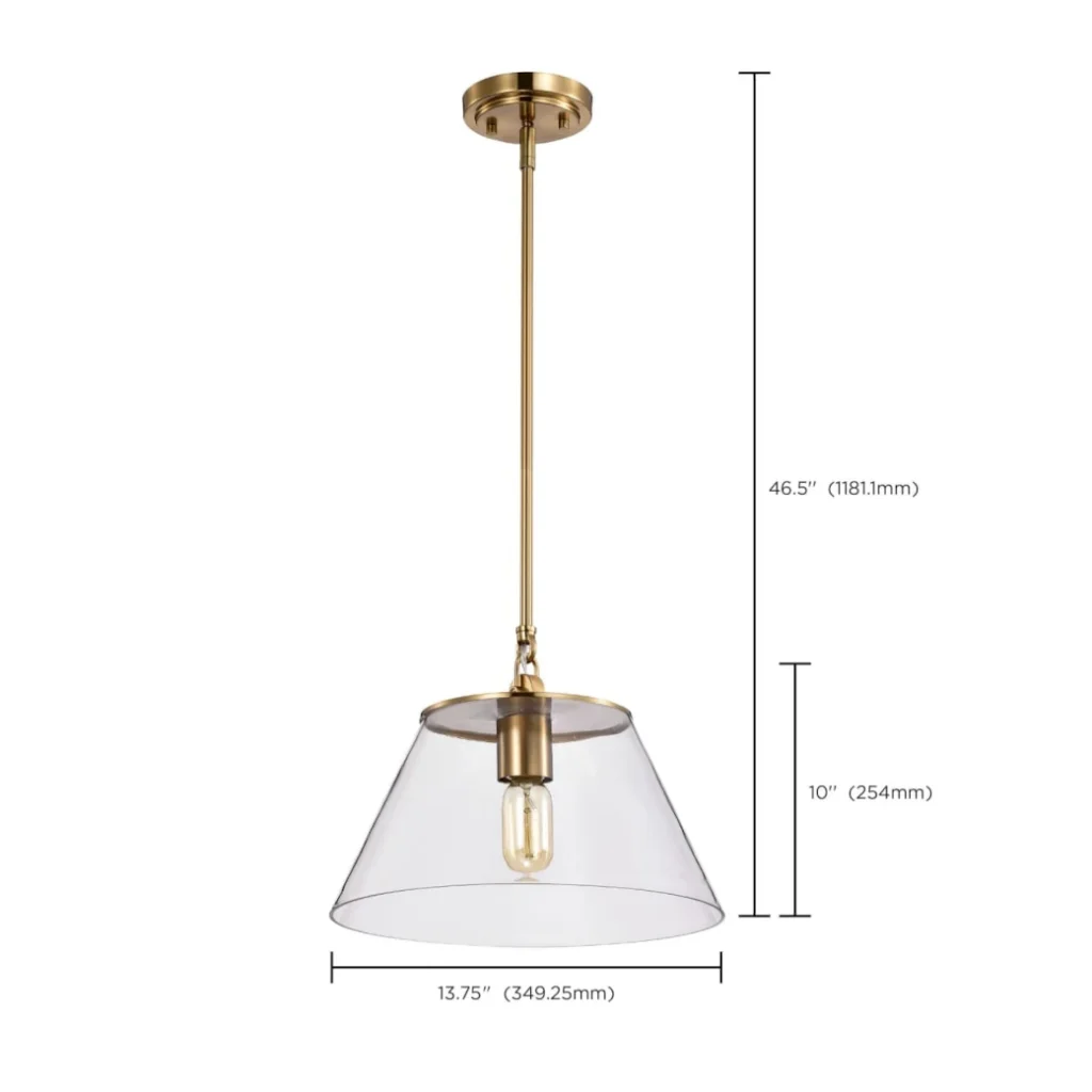 Nuvo Dover Medium Pendant Light - Vintage Brass with Clear Glass