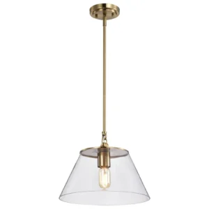 Nuvo Dover Medium Pendant Light - Vintage Brass with Clear Glass