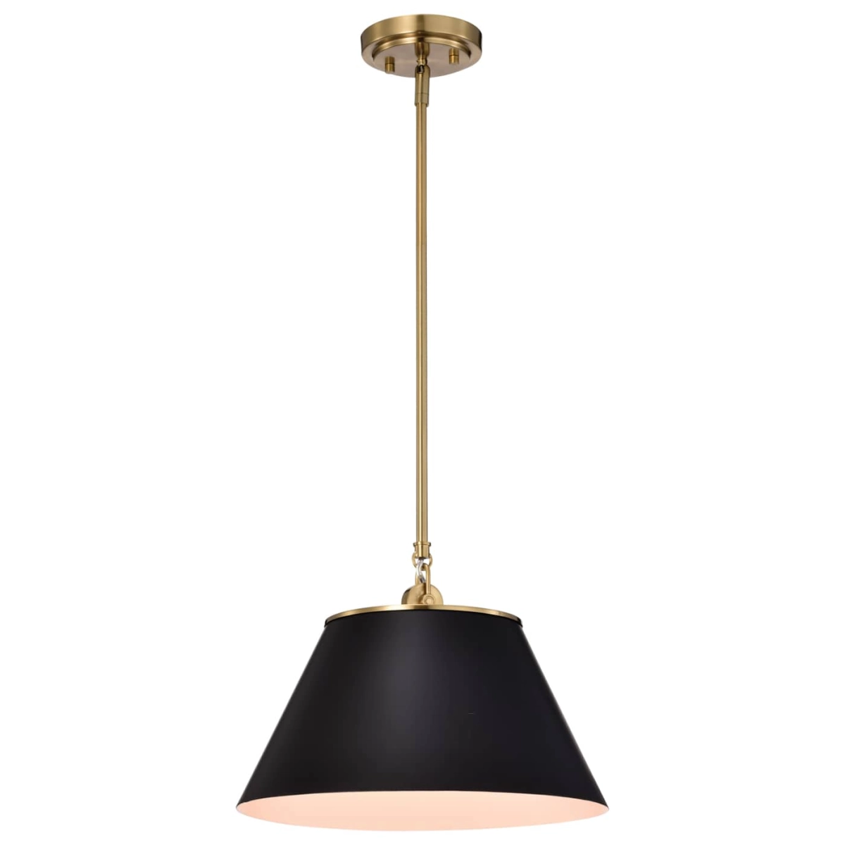 Nuvo Dover Medium Pendant Light - Black with Vintage Brass