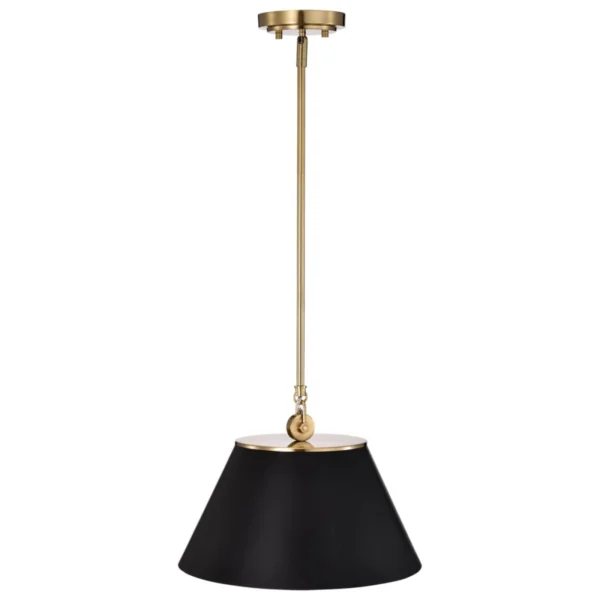 Nuvo Dover Medium Pendant Light - Black with Vintage Brass2