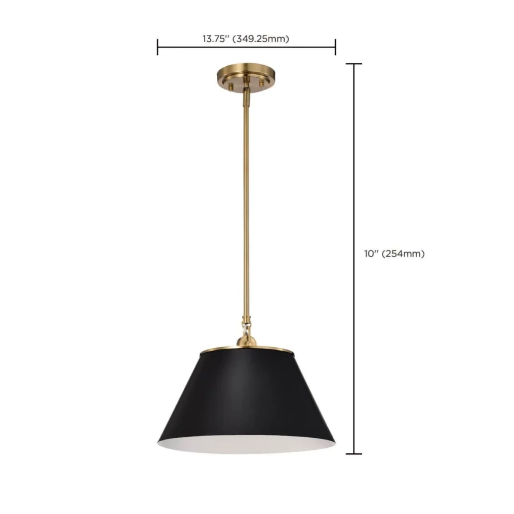 Nuvo Dover Medium Pendant Light - Black with Vintage Brass3