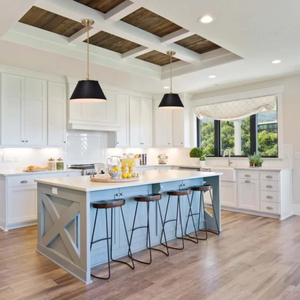 Nuvo Dover Medium Pendant Light - Black with Vintage Brass4