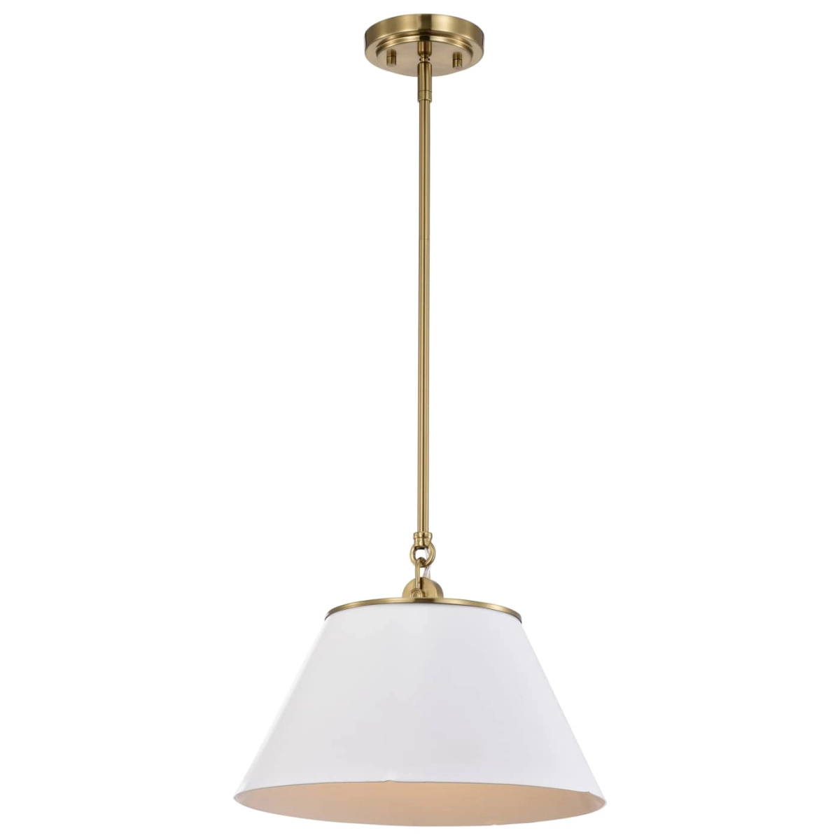 Nuvo Dover Medium Pendant Light - White with Vintage Brass