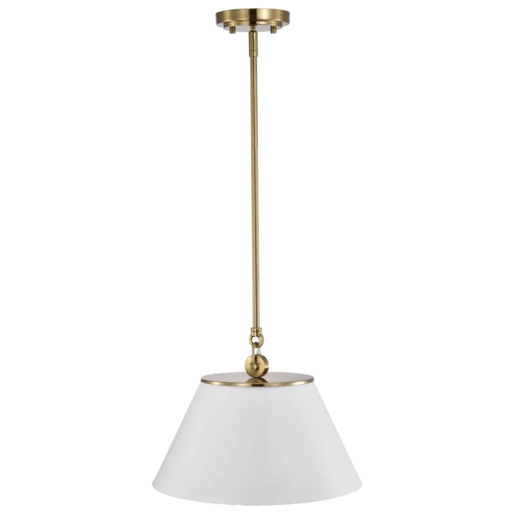 Nuvo Dover Medium Pendant Light - White with Vintage Brass2
