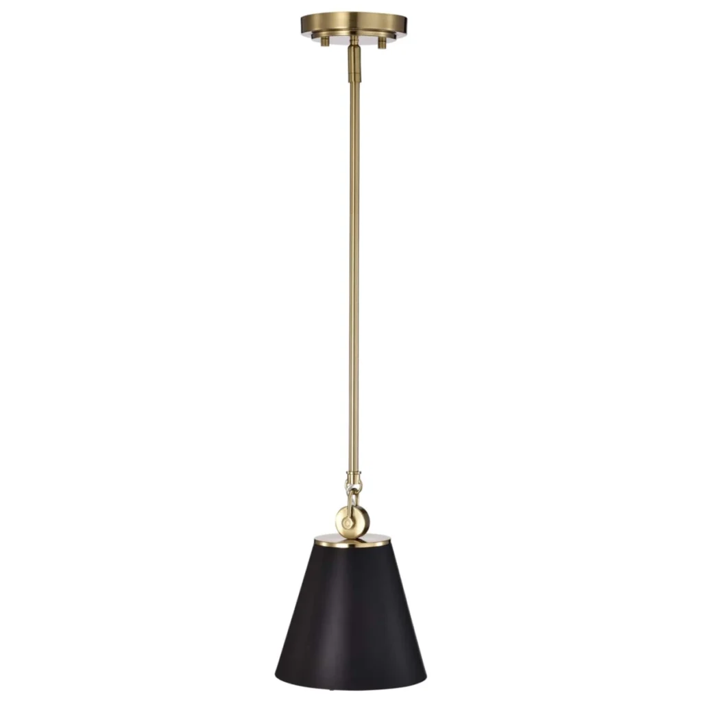Nuvo Dover Small Pendant Light - Black with Vintage Brass2