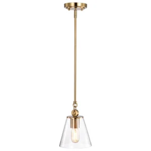 Nuvo Dover Small Pendant Light - Vintage Brass with Clear Glass