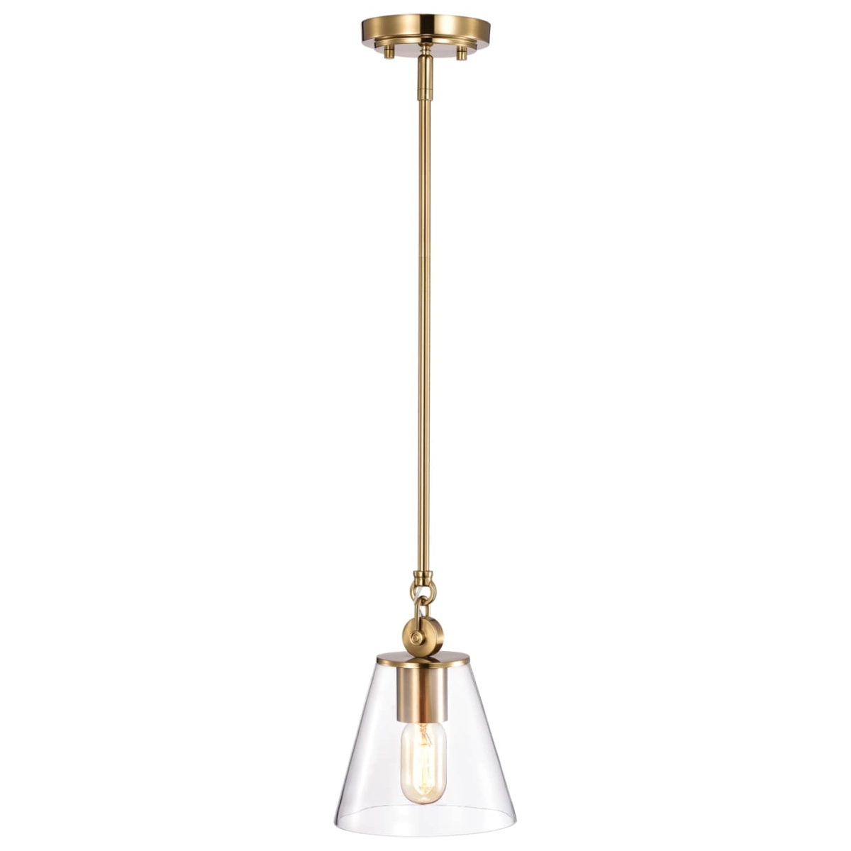 Nuvo Dover Small Pendant Light - Vintage Brass with Clear Glass