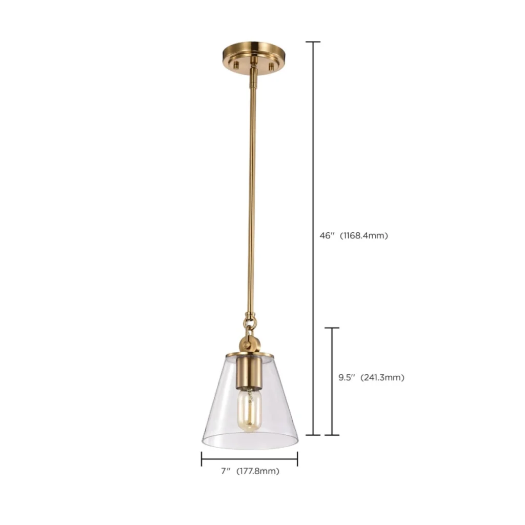 Nuvo Dover Small Pendant Light - Vintage Brass with Clear Glass3