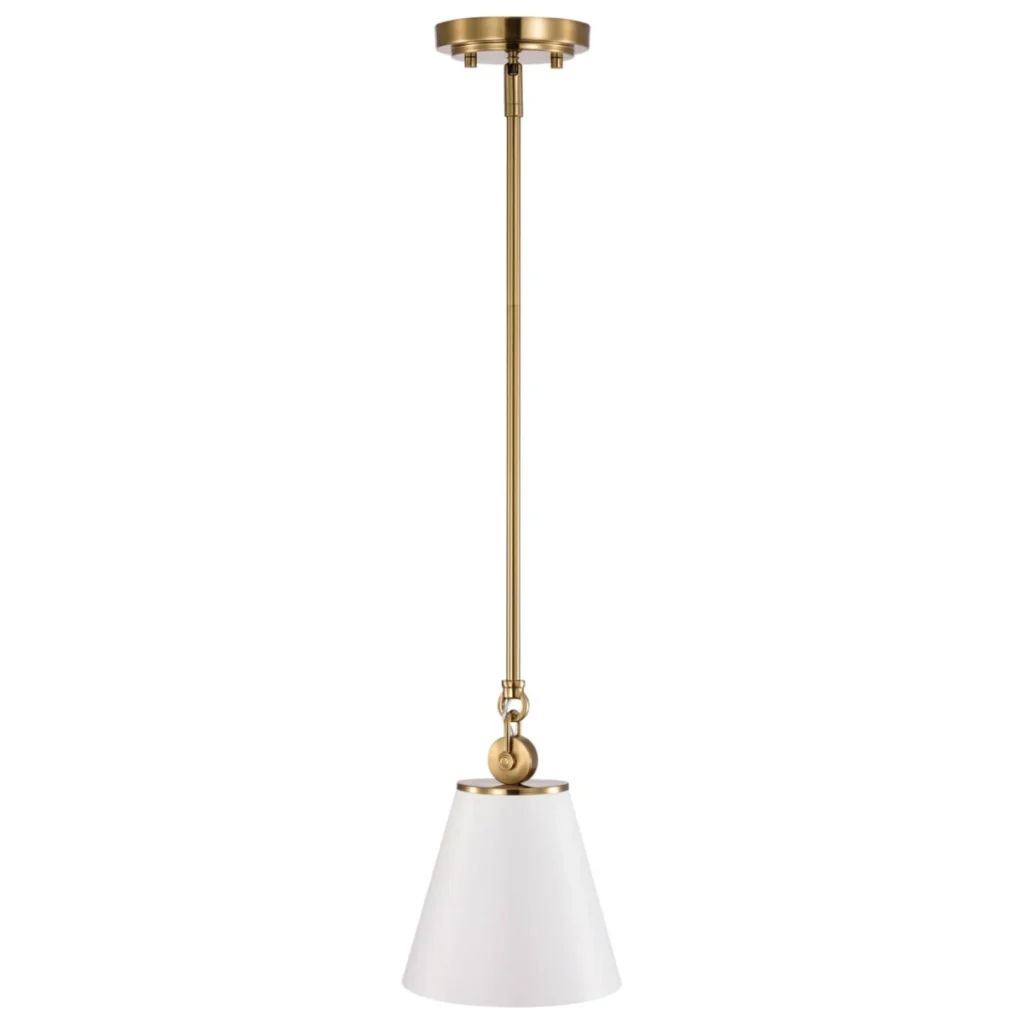 Nuvo Dover Small Pendant Light - White with Vintage Brass2