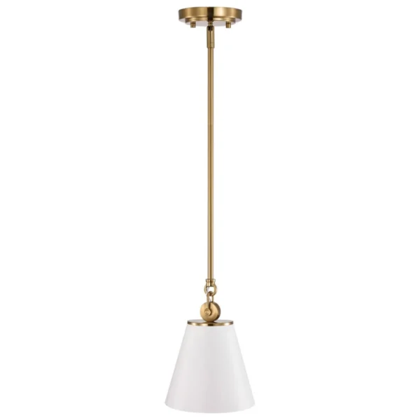 Nuvo Dover Small Pendant Light - White with Vintage Brass2