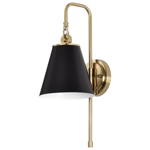 Nuvo Dover Wall Sconce - Black with Vintage Brass