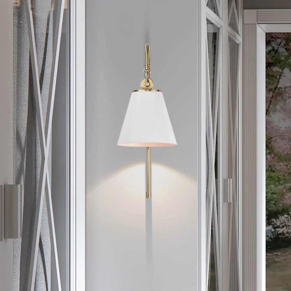 Nuvo Dover Wall Sconce - White with Vintage Brass