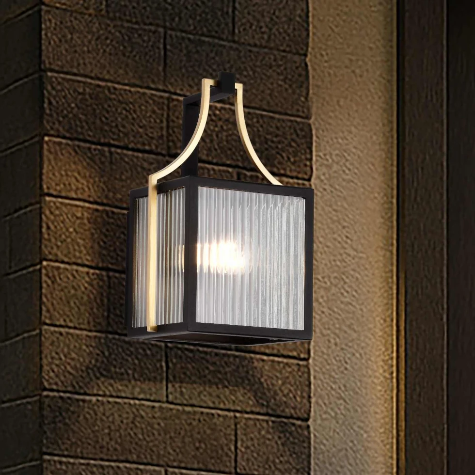 Nuvo Holden Small Outdoor Lantern - Gold and Black Finish