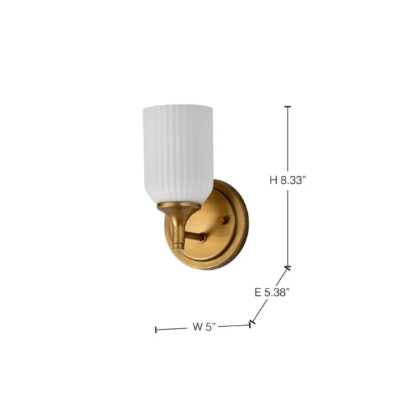 Nuvo Solara Vanity Wall Sconce Lamp - Natural Brass Finish