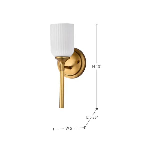 Nuvo Solara Vanity Wall Sconce Lamp - Natural Brass Finish