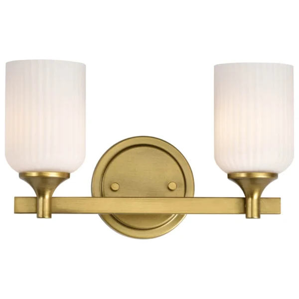 Nuvo Solara 2 Light Vanity Light - Natural Brass Finish