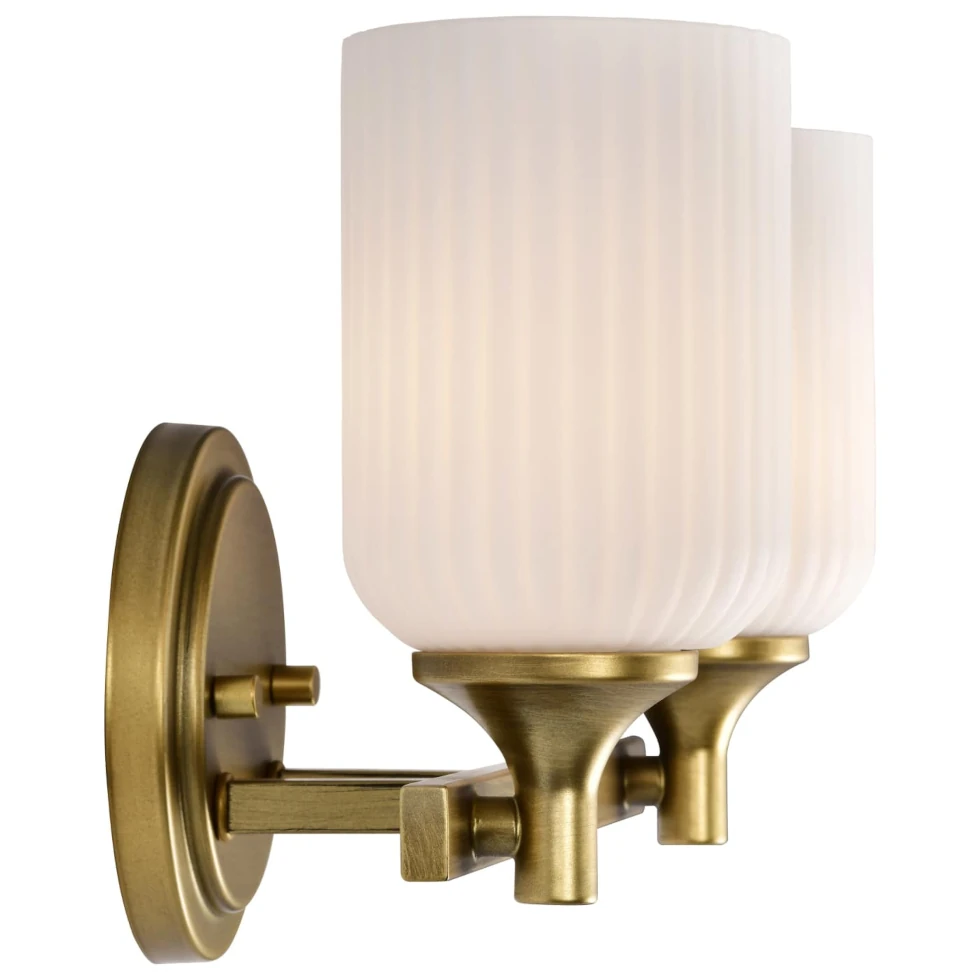 Nuvo Solara 2 Light Vanity Light - Natural Brass Finish