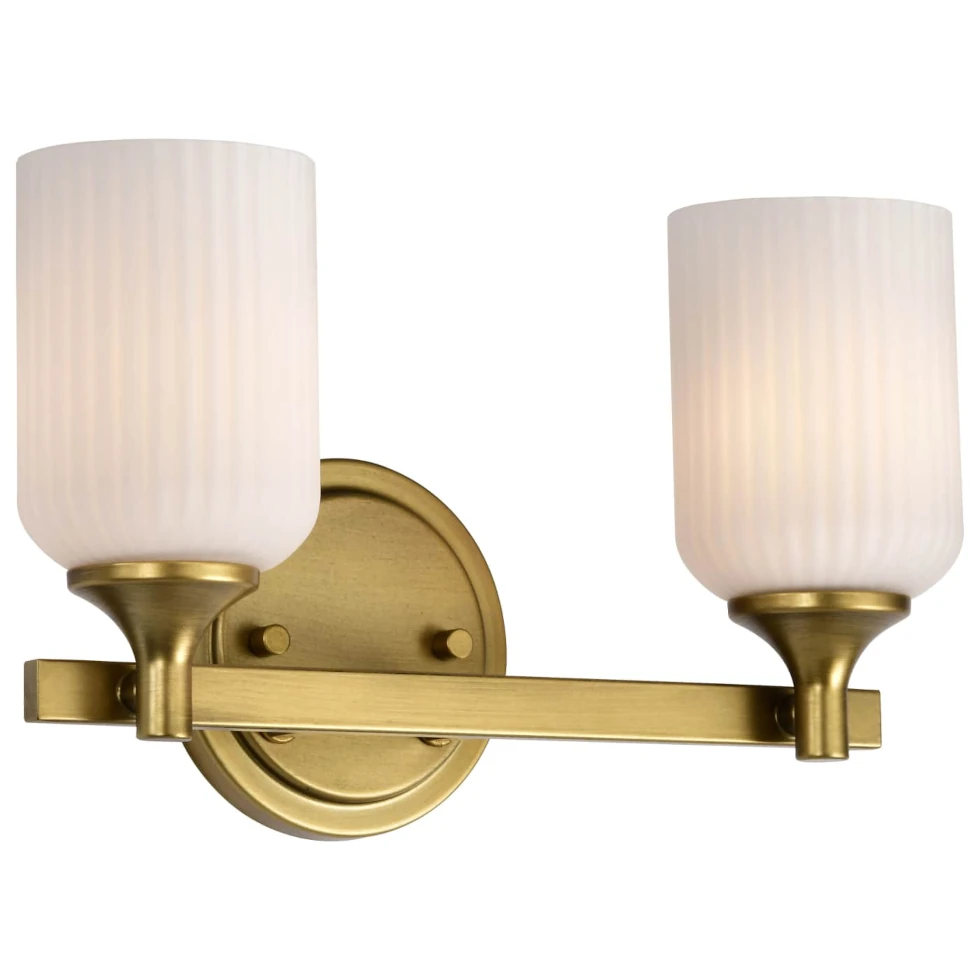 Nuvo Solara 2 Light Vanity Light - Natural Brass Finish