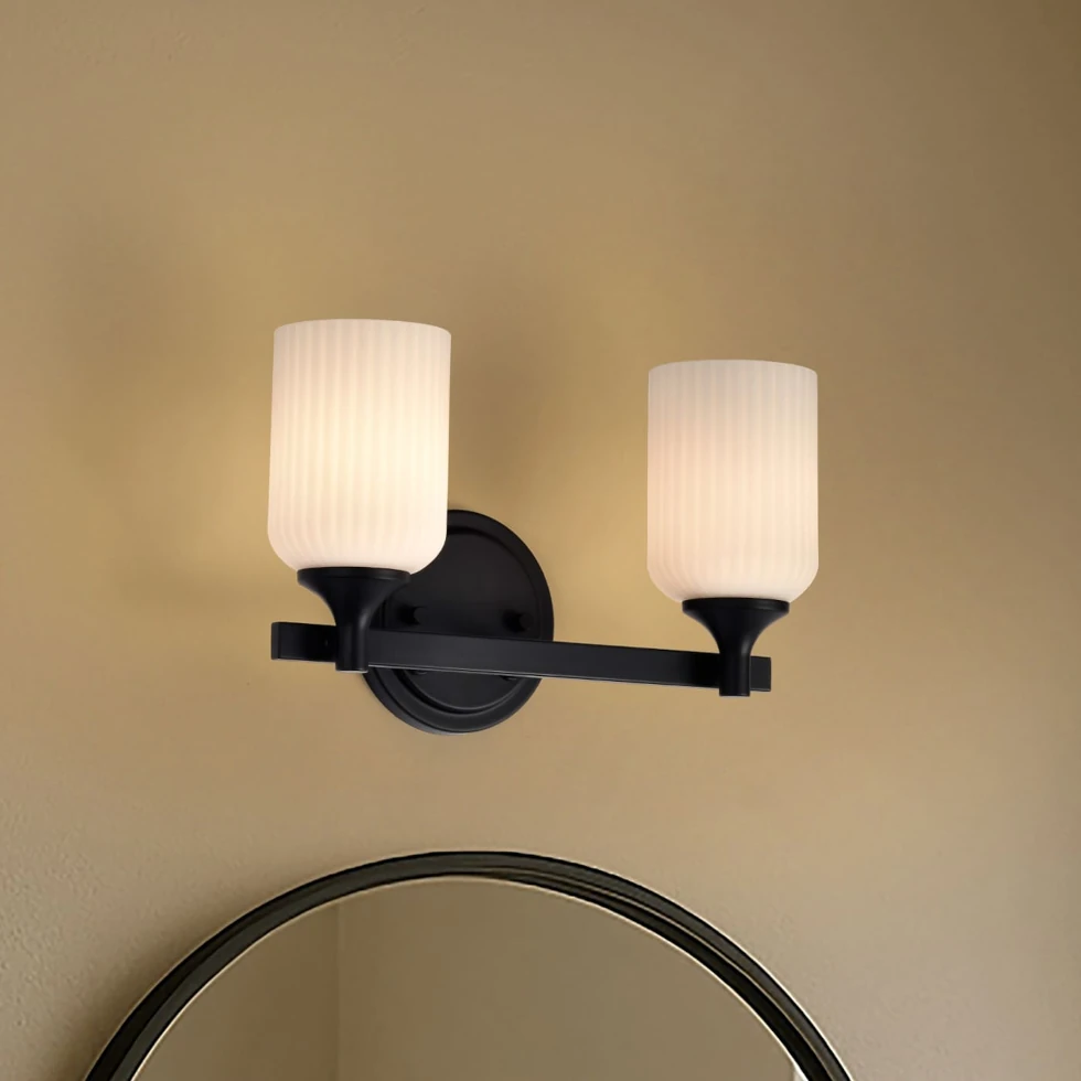 Nuvo Solara 2 Light Vanity Wall Sconce Light - Matte Black Finish
