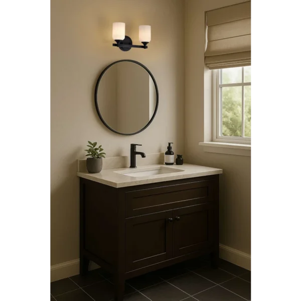 Nuvo Solara 2 Light Vanity Wall Sconce Light - Matte Black Finish