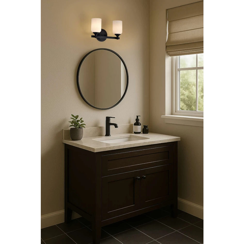 Nuvo Solara 2 Light Vanity Wall Sconce Light - Matte Black Finish
