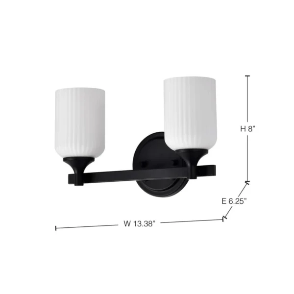 Nuvo Solara 2 Light Vanity Wall Sconce Light - Matte Black Finish